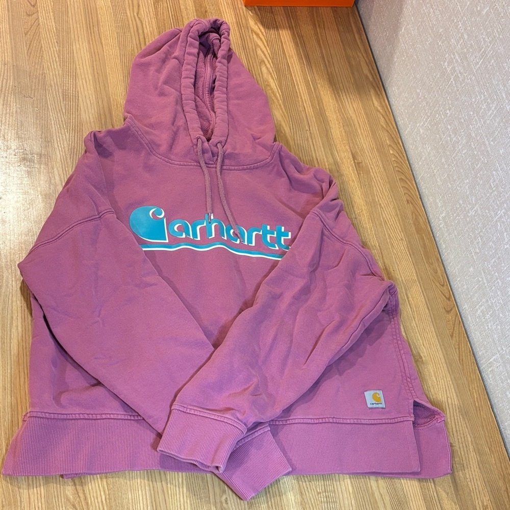 Carhartt Purple-Pink Hoodie with Teal Logo